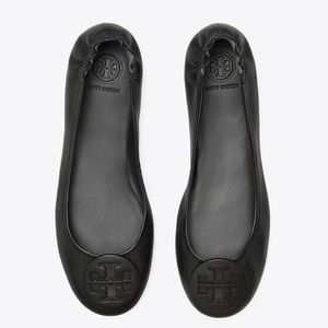 Tory Burch Black Minnie Travel Leather Flat Size 9